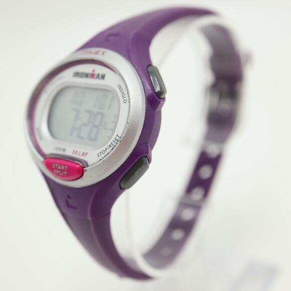 Timex Ironman Triathlon Women Indiglo Digital Watch Purple Silicone New Battery - Picture 10 of 12